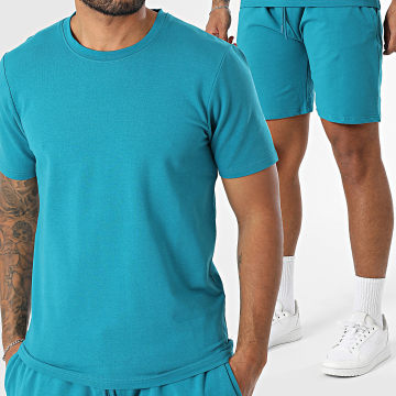 Black Industry - Ensemble Tee Shirt Oversize Et Short Jogging Bleu Pétrole