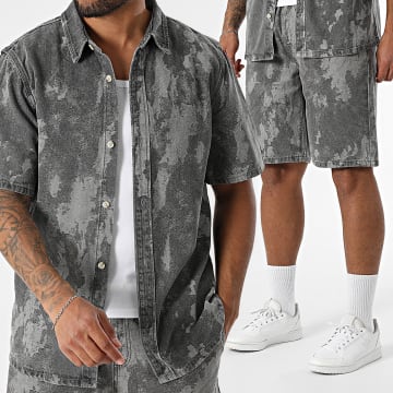 Classic Series - Ensemble Chemise Manches Courtes Et Short Jean 004 Gris Anthracite