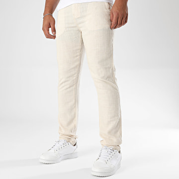 Paname Brothers - Pantalones Julien Beige Lino Slim Verano