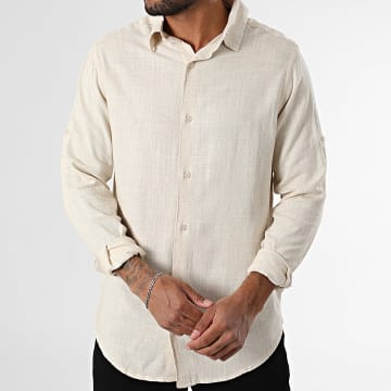Paname Brothers - Long Sleeve Shirt Lino Beige Chiné