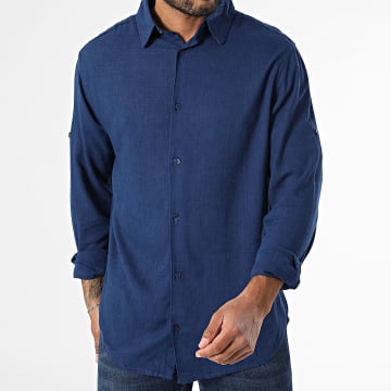 Paname Brothers - Navy Blue Lino Long Sleeve Shirt