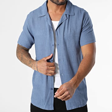 Paname Brothers - Chemise Manches Courtes Leon Bleu Roi