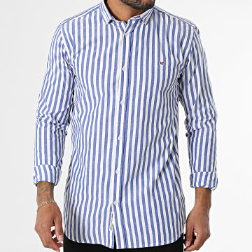 Geographical Norway - Chemise Manches Longues A Rayures 166 Bleu Marine Blanc