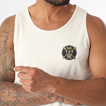 One Piece - Débardeur Badge Logo Beige Doré