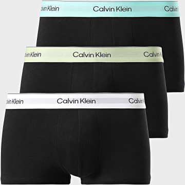 Calvin Klein - Set van 3 laag uitgesneden boxers 4389 Zwart Wit Lichtgroen Turquoise