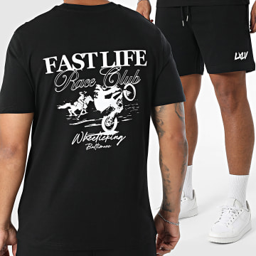 Luxury Lovers - Fast Life Race Club Jogginghose und T-Shirt Set Schwarz Weiß