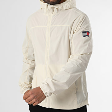 Tommy Jeans - Coupe-Vent Zippé Capuche 1669 Beige Réfléchissant