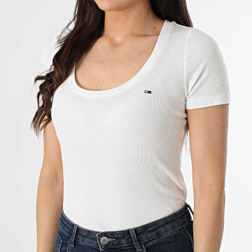 Tommy Jeans - Tee Shirt Femme Soft Rib Essential 0916 Blanc