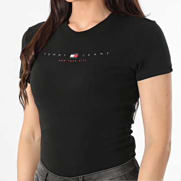 Tommy Jeans - Tee Shirt Femme Slim Linear 1422 Noir