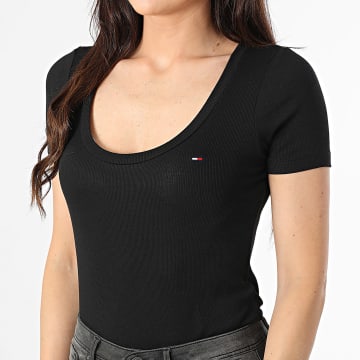 Tommy Jeans - Tee Shirt Femme Soft Rib Essential 0916 Noir