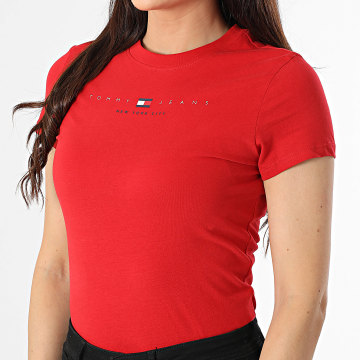 Tommy Jeans - Tee Shirt Femme Slim Linear 1422 Rouge