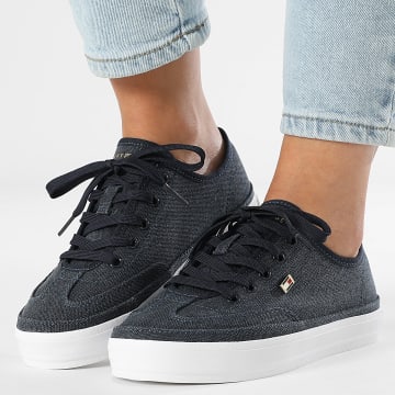 Tommy Hilfiger - Baskets Femme Washed Canvas Vulc 8894 Space Blue