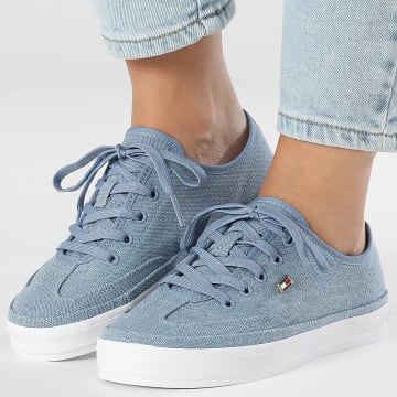 Tommy Hilfiger - Baskets Femme Washed Canvas Vulc 8894 Brisk Blue