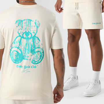 Teddy Yacht Club - Set T-Shirt Und Jogginghose Dripping Mono Türkis Beige
