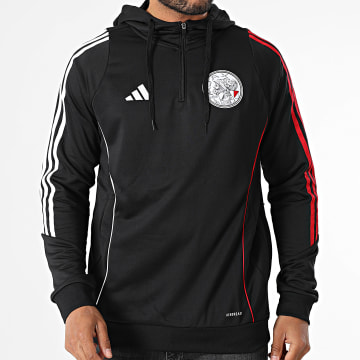 Adidas Sportswear - Sweat Capuche A Bandes Ajax JZ8008 Noir Blanc Rouge