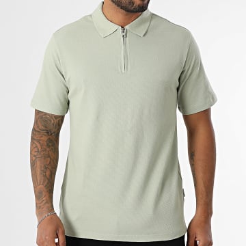 JJREBEL - Polo Breeze de manga corta y cuello con cremallera Verde claro
