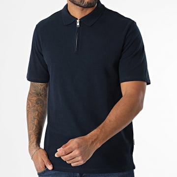 JJ Rebel - Polo Manches Courtes Col Zippé Breeze Bleu Marine