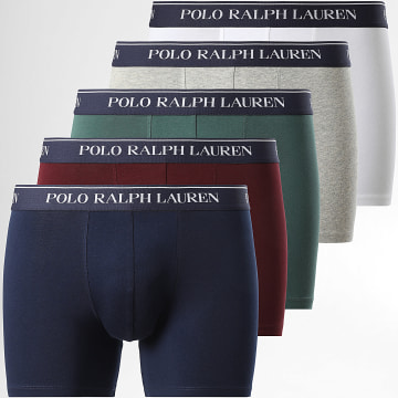 Polo Ralph Lauren - Lot De 5 Boxers Bleu Marine Vert Foncé Bordeaux Gris Chiné Blanc