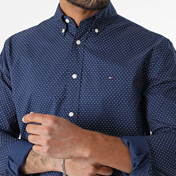 Tommy Hilfiger - Chemise Manches Longues Regular Fit Flex Poplin Fake Solid 9437 Bleu Marine
