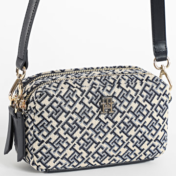 Tommy Hilfiger - Handtasche Frau Jacquard Camera 7443 Beige Marineblau Gold