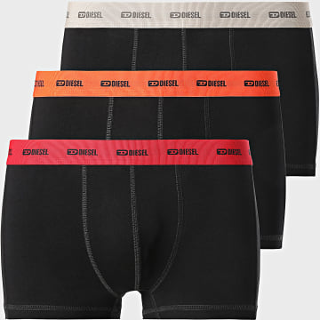 Diesel - Juego de 3 bóxers Damien A17832-0IKBK Negro Beige Rojo Naranja