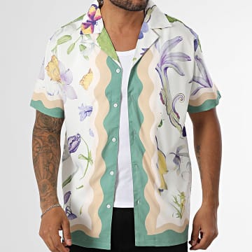 Frilivin - Camisa Manga Corta 282 Blanco Beige Verde Violeta