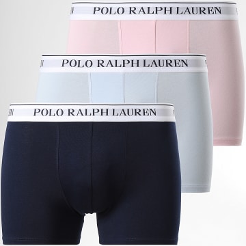 Polo Ralph Lauren - Lot De 3 Boxers Bleu Marine Bleu Clair Rose