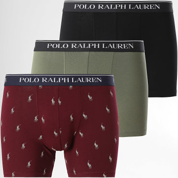 Polo Ralph Lauren - Lot De 3 Boxers Noir Vert Kaki Orange