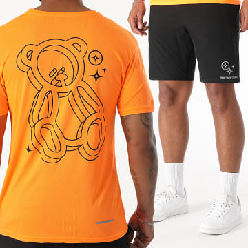 Teddy Yacht Club - Ensemble Maillot Et Short Jogging Action Noir Orange Fluo