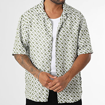 BOSS - Chemise Manches Courtes Lars 252 50539650 Blanc Vert Kaki