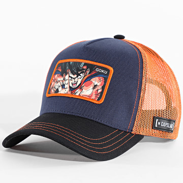 Capslab - Casquette Trucker Goku Bleu Marine Orange