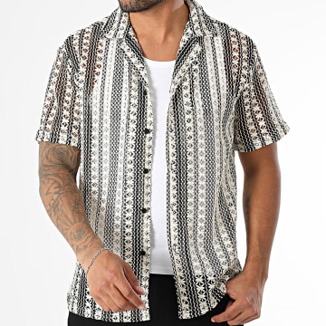 Frilivin - Hemd Kurzarm Ajouré G17 Hellbeige Schwarz