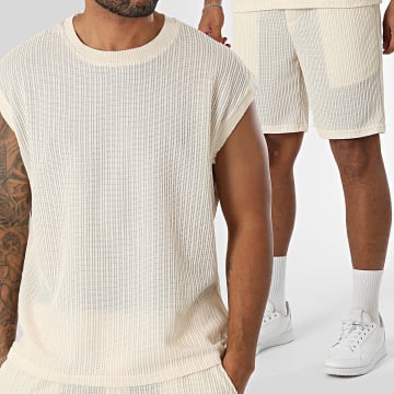 Frilivin - Ensemble Débardeur Et Short Jogging Texturé 31E Beige Clair