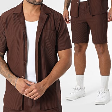 Frilivin - Ensemble Chemise Manches Courtes Et Short Jogging 130 Marron