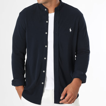 Polo Ralph Lauren - Chemise Manches Longues Col Mao Original Player Bleu Marine