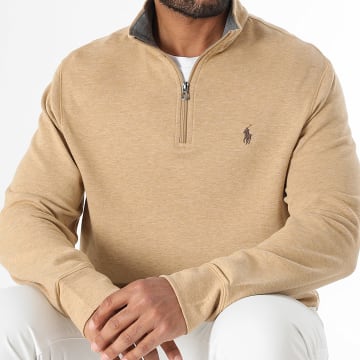 Polo Ralph Lauren - Sweat Col Zippé Original Player Beige Chiné
