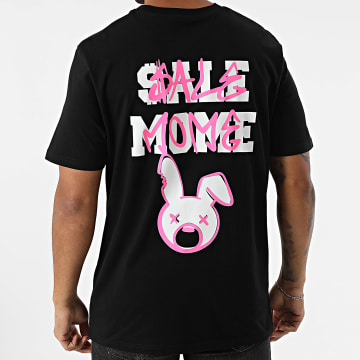 Sale Môme Paris - Tee Shirt Oversize Large Lapin Spray Noir Rose Fluo