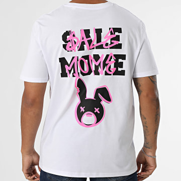 Sale Môme Paris - Tee Shirt Oversize Large Lapin Spray Blanc Rose Fluo