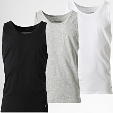 Calvin Klein - Lot De 3 Débardeurs 4184 Blanc Noir Gris Chiné