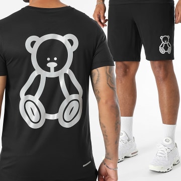 Teddy Yacht Club - Ensemble Maillot Et Short Jogging Basic Outline Noir Réfléchissant
