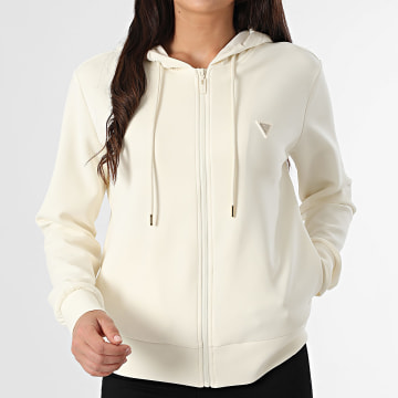 Guess - Damen Sweatshirt mit Reißverschluss und Kapuze V4YQ06-KCAY2 Hellbeige