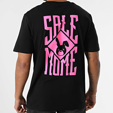 Sale Môme Paris - Oversize T-Shirt Large Rabbit Squarred Schwarz Fluo Pink