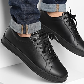Calvin Klein - Baskets Low Tape Lace Up Leather 1971 Triple Black