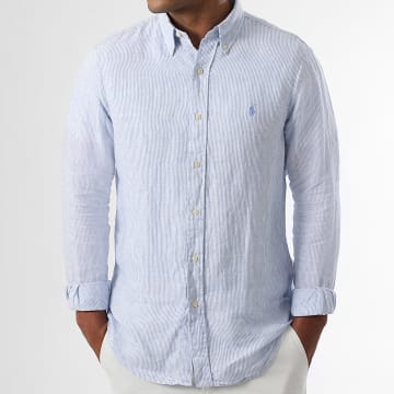 Polo Ralph Lauren - Langarmshirt Gestreift Original Player Hellblau Weiß
