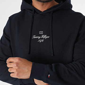 Tommy Hilfiger - Sweat Capuche Outline Flag Script 9372 Bleu Marine