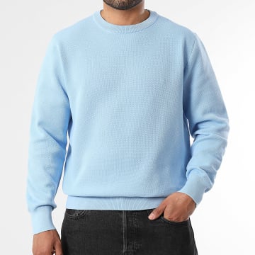 LBO - Rundhalsausschnitt Pullover Textured Mesh 2002 Hellblau