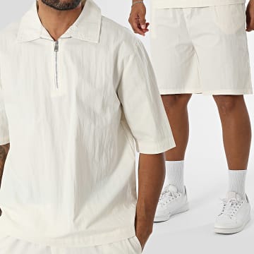 MTX - Set Polo-Shirt mit kurzen Ärmeln, Reißverschluss am Kragen und Shorts 041 Hellbeige