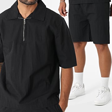 MTX - Ensemble Polo Manches Courtes Col Zippé Et Short 041 Noir