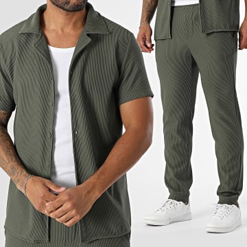 MTX - Ensemble Chemise Manches Courtes Et Pantalon Côtelé 017 Vert Kaki