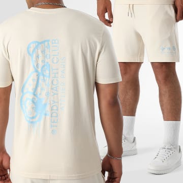 Teddy Yacht Club - Ensemble Tee Shirt Et Short Jogging Atelier Paris Beige Bleu Ciel